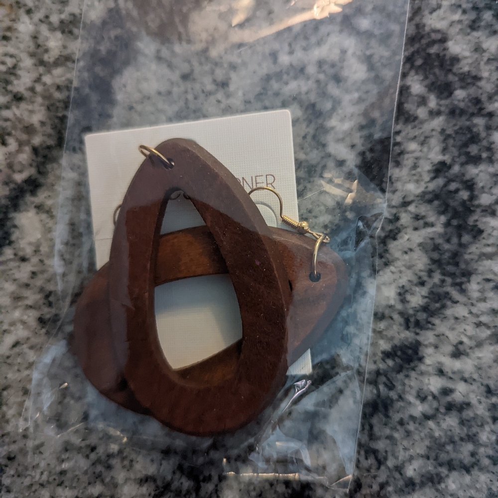 SheIn wooden oval earrings